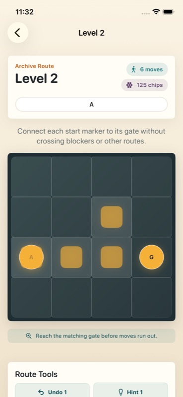 Moonlit Route level two route-puzzle board